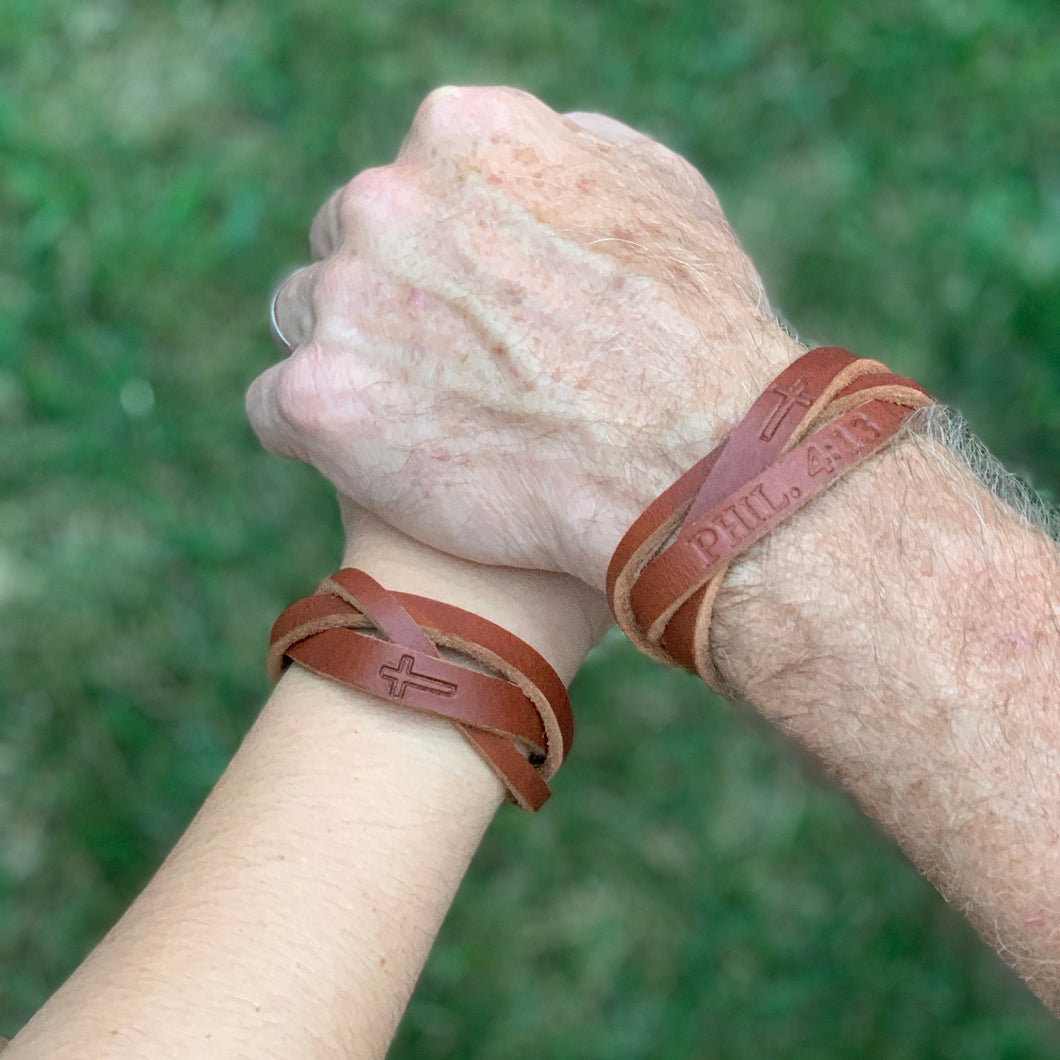 Leather Scripture Bracelet