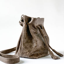 Load image into Gallery viewer, Grey Distressed Leather Mini Bucket Bag
