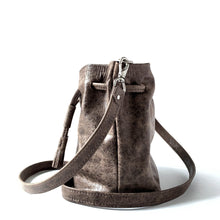 Load image into Gallery viewer, Grey Distressed Leather Mini Bucket Bag
