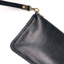 Load image into Gallery viewer, Braided Leather Wristlet Zipper Clutch
