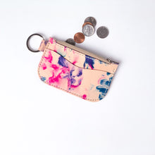 Load image into Gallery viewer, Fuchsia Flower Leather Key Chain Zipper Wallet
